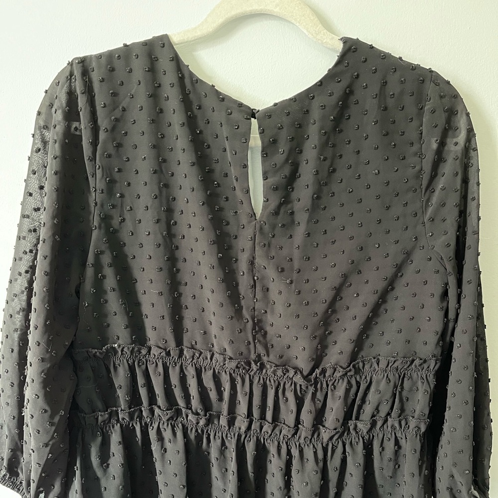 Francesca’s Black Blue Rain Peplum Top - Picture 3 of 6